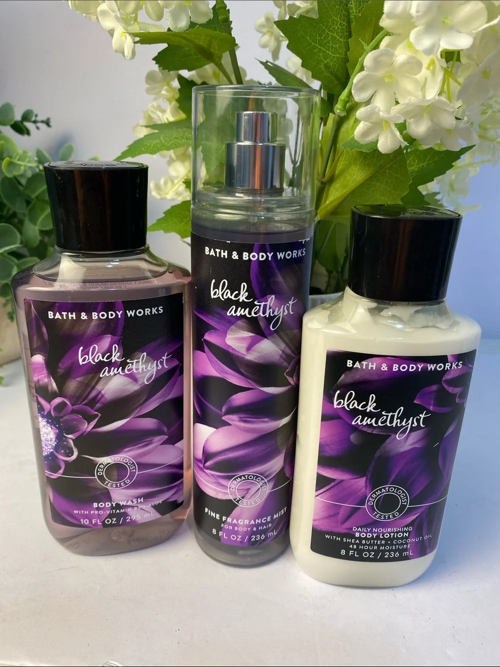 “Black Amethyst” Bath & Body Works New 3-pc Body Care Set